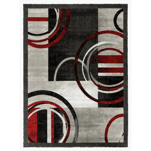 Orren Ellis Delana Abstract Gray/Red/Black Area Rug & Reviews Wayfair